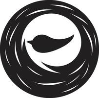 elegante sencillez negro pájaro nido emblema anidado en estilo negro vector pájaro nido logo