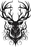 Symphonic Presence Black Vector Deer Emblems Majesty Sculpted Serenade Deer Icon in Noirs Beauty