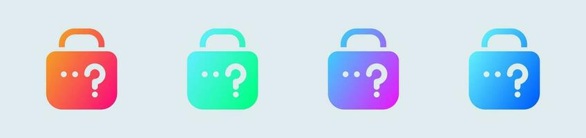 Forget solid icon in gradient colors. Password signs vector illustration.