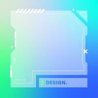 Futuristic square gradient background. Social media frame vector illustration.