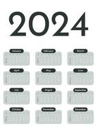 2024 año pared calendario disposición. semana empieza en domingo. calandrar modelo a3 formato. vector