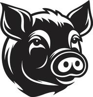 Bold Black Swine Vector Minimalistic Pig Face Icon