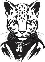 Mysterious Elegance Vector Logo Emblem Sleek Majesty Black Ocelot Insignia in Vector