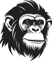 Strength and Grace A Chimpanzee Symbol in Black Wise and Wild Black Chimpanzee Emblem of Intelligence vector