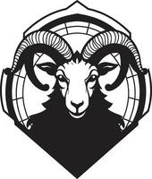 Sculpted Sheep Badge Graceful Grazers Vector Artistry Midnight Sheep Emblem