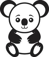 Eyes of the Cuddly Climber Vectorized Monochrome Koala Icon of Delight vector