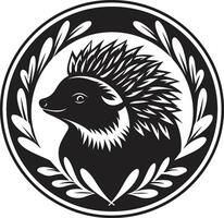 Elegant Guardian in Darkness Hedgehog Logo Design Hedgehogs Grace in Simplicity Badge vector