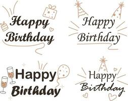 Vector set of happy birthday lettering