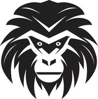 Artistic Monkey Badge Baboon Portrait Icon vector