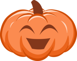 Cute orange pumpkin smiling, Halloween holiday decoration. png