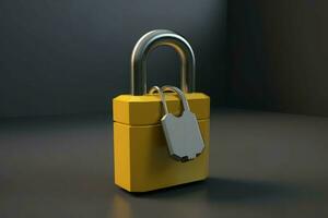 Yellow padlock isolated on background. Generate Ai photo