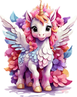 schattig baby Pegasus PNG illustratie ai generatief