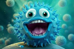 Mesmerizing Fantasy blue virus. Generate Ai photo