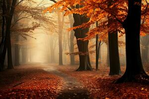 Ephemeral Forest autumn view. Generate Ai photo