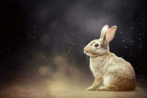 Enchanting scene of gray rabbit. Generate ai photo