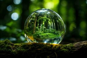 esférico tierra cristal vaso pelota. generar ai foto