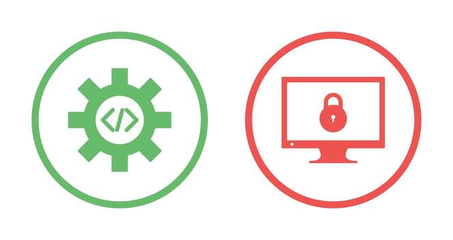 código mejoramiento y cerrado acceso icono vector