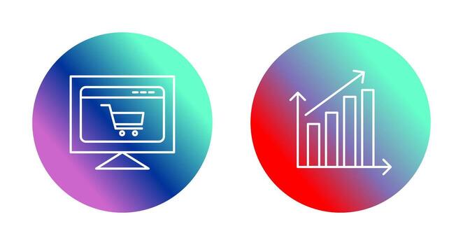 ecommerce website and rising statistics Icon vector