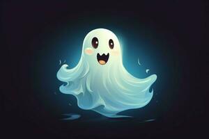Ethereal Smiling 3d cartoon ghost. Generate Ai photo