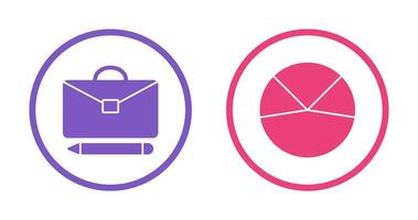 briefcase and pie chart analysis Icon vector