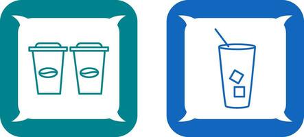 two coffees and Iced Coffee Icon vector