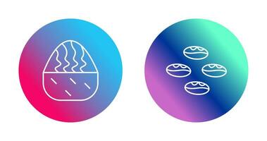 cream muffin and coffee beans  Icon vector