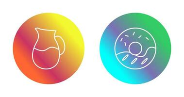 milk jug and cream doughnut  Icon vector