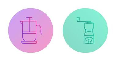 french press and coffee grinder  Icon vector