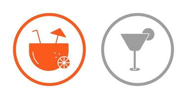 coconut drink and cocktail drink  Icon vector