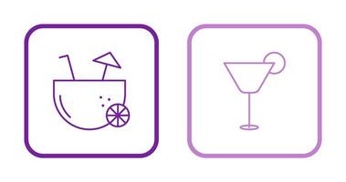 coconut drink and cocktail drink  Icon vector