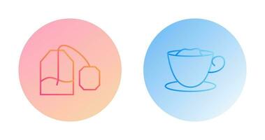 tea bag and creamy coffee  Icon vector