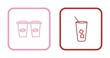 two coffees and Iced Coffee Icon vector