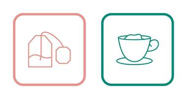 tea bag and creamy coffee  Icon vector