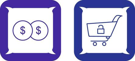 coins and unlock cart Icon vector