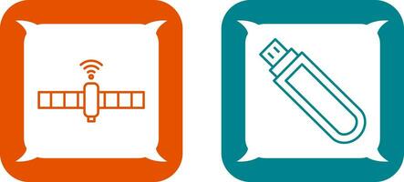 satelllite and usb drive Icon vector