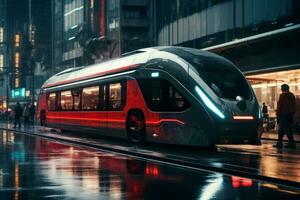 Cutting-edge Futuristic street city car. Generate Ai photo