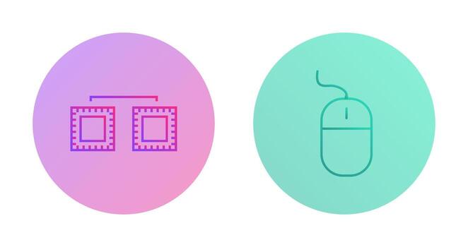 procesadores conectado y ratón icono vector