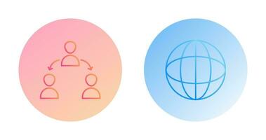 connected user and globe Icon vector