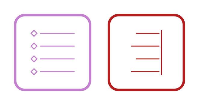 con viñetas lista y Derecha alinear icono vector