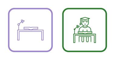study desk and studying on desk  Icon vector