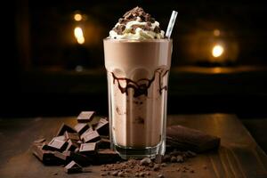 Chilled Chocolate milkshake cream. Generate Ai photo