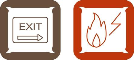 exit and electricity fire Icon vector