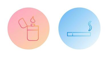 lighter and lit cigarette Icon vector