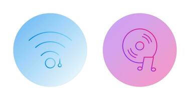 wifi sign and music cd  Icon vector