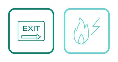 exit and electricity fire Icon vector