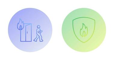 running from fire and fire shield  Icon vector