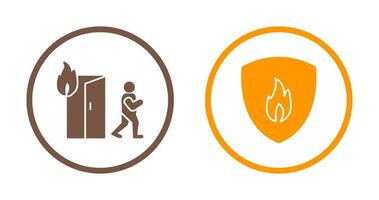 running from fire and fire shield  Icon vector