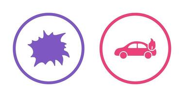 explosion and car on fire  Icon vector