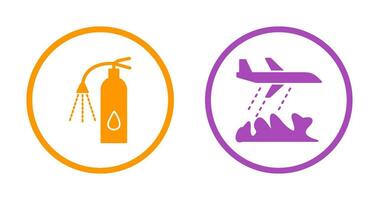 using extinguisher and firefighter plane  Icon vector