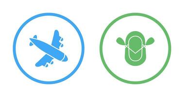 Landing Airplane and Dinghy Icon vector